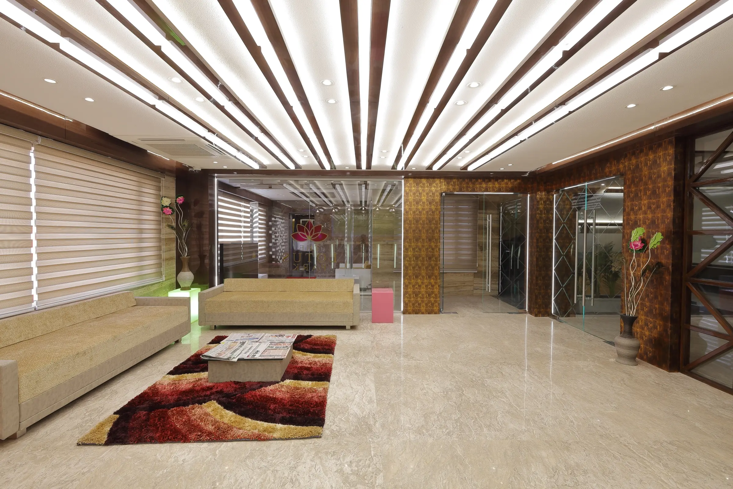 Fine dining area with ambient lighting